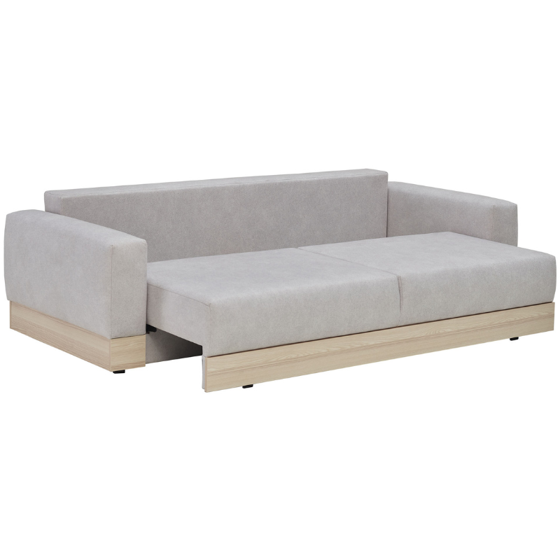 3 Seater sofa cum bed with decorative bottom wooden band