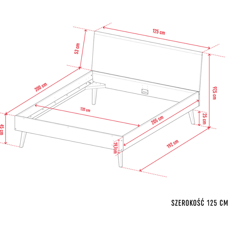 Bed with flat headboard Nature 160x200