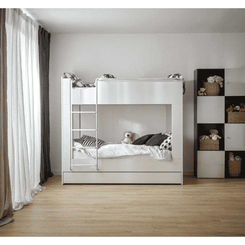 Bunk bed, foldaway left reli