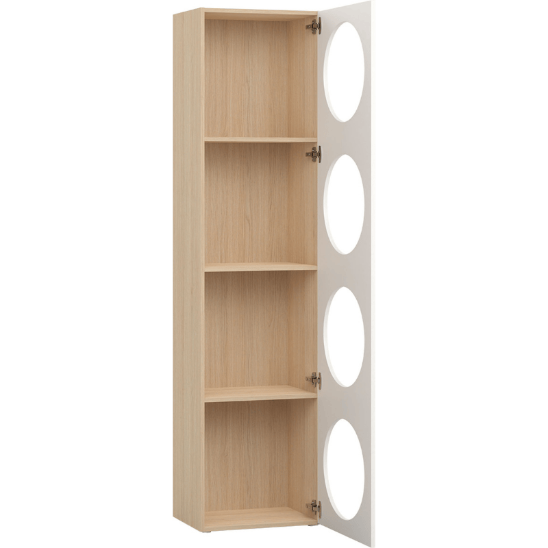 Narrow shelving unit with front arrangement 7 reli