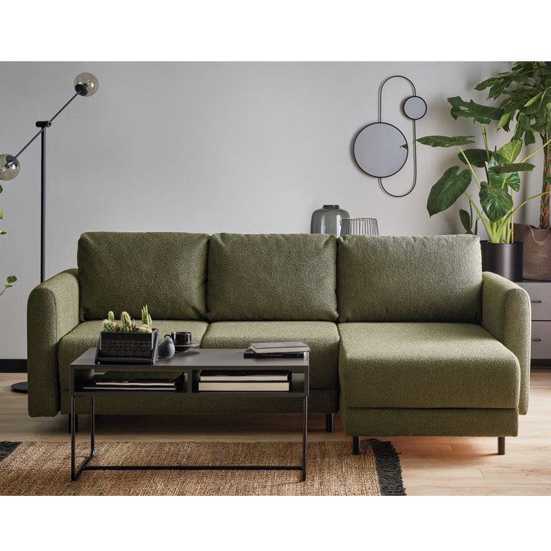 Todos 3 seater corner sofa cum bed- green color