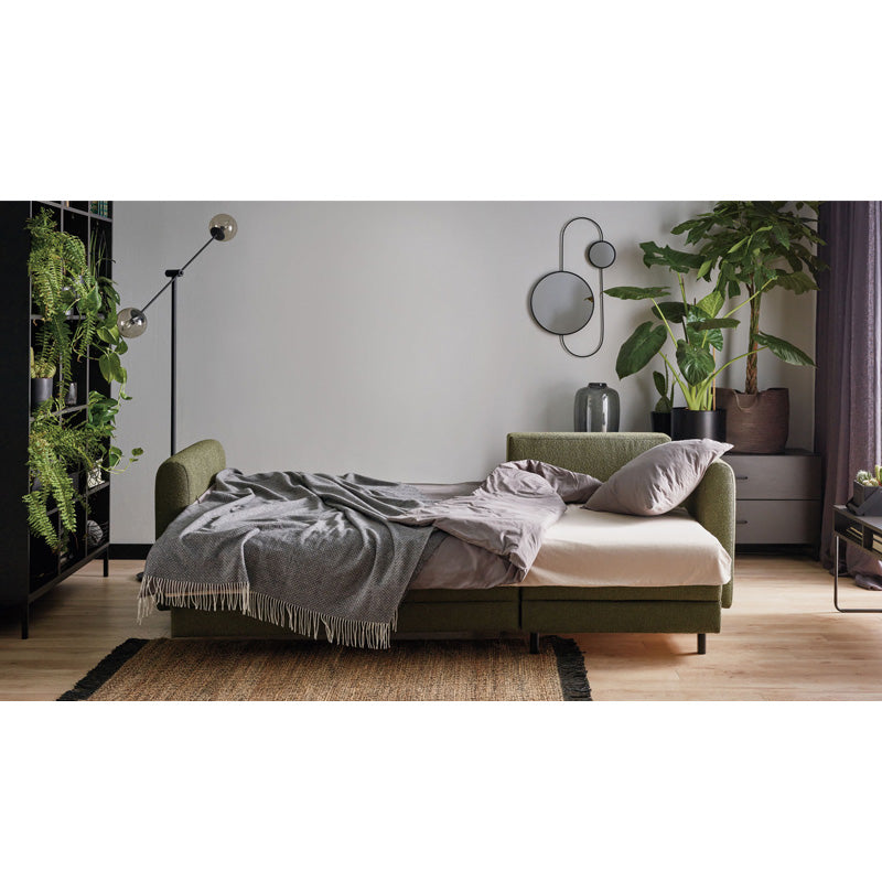 Todos 3 seater corner sofa cum bed- green color