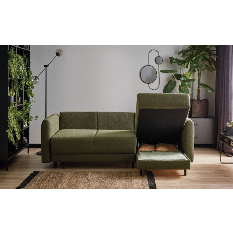 Todos 3 seater corner sofa cum bed- green color