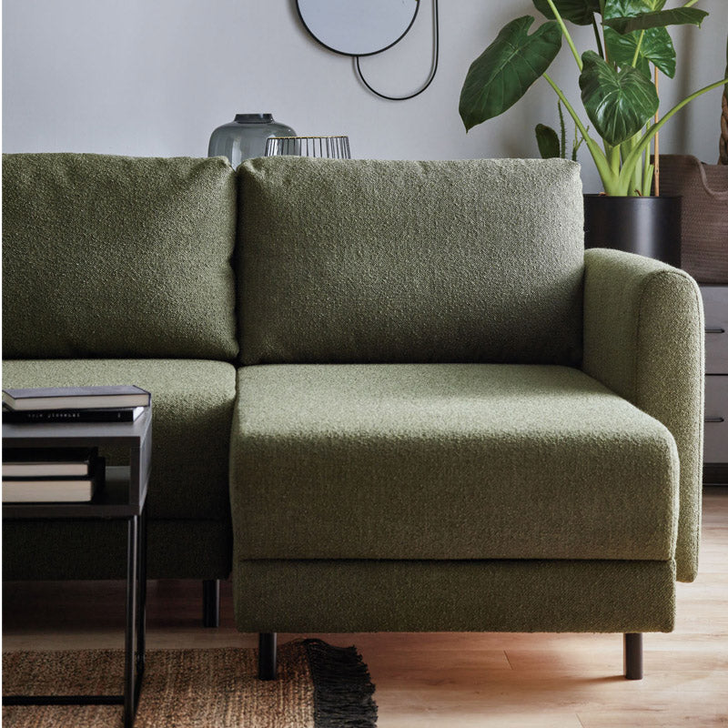 Todos 3 seater corner sofa cum bed- green color