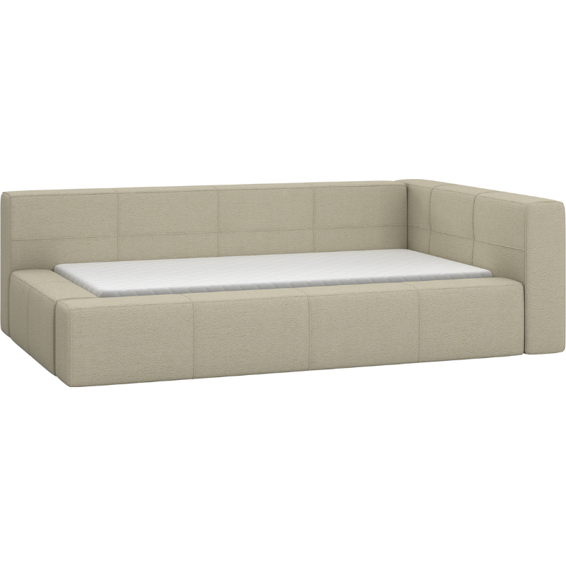 Upholstered single bed with storage - Right sided