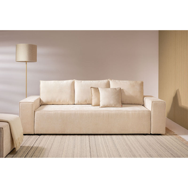 Nilla 3 seater sofa cum bed- beige color