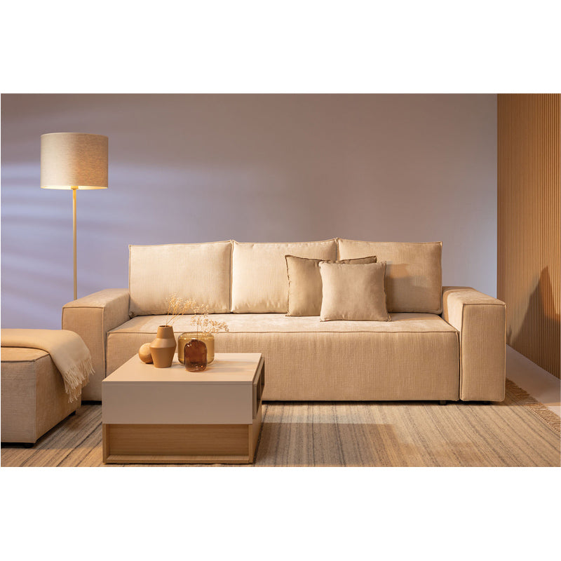 Nilla 3 seater sofa cum bed- beige color